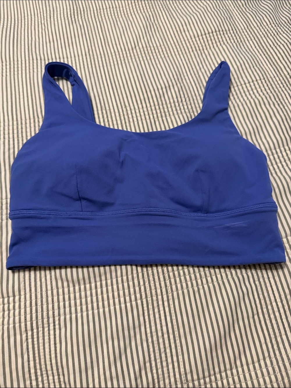 lululemon athletica cobalt blue sports bra with scoop neck